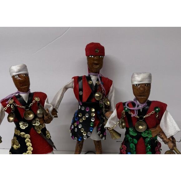 3 Vintage Moroccan Folk Art Doll, Handmade Leather Moroccan Doll- Beautiful-‎ - Picture 14 of 16